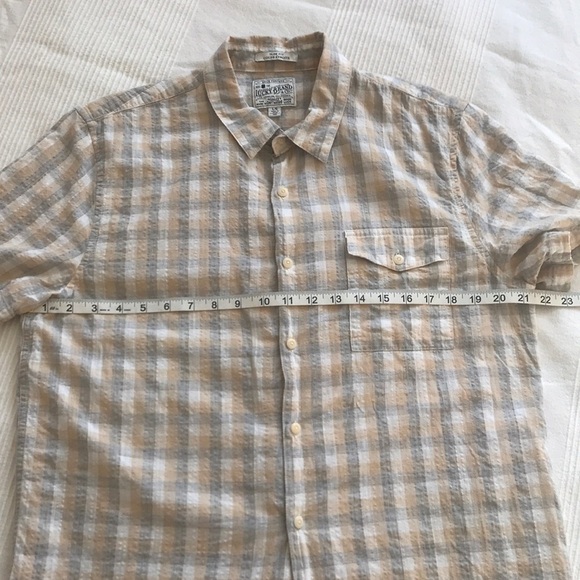 Lucky Brand Slim Fit Plaid Short Sleeve Shirt Size Large - Picture 8 of 9
